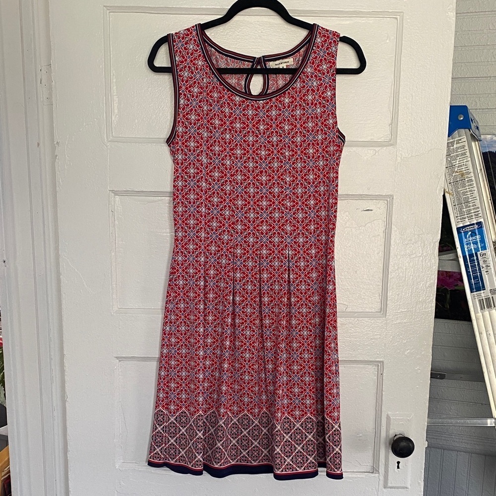 Sleeveless Red Patterned A-line Dress